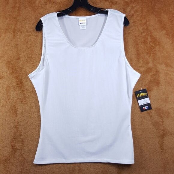 INSTA SLIM Shirt Mens 2XL White Compression Muscle Tank Power Mesh - Picture 2 of 9